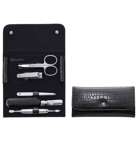 Zwilling Classic Inox Manicure Set - Black Leather Case, 5 Pieces - Black