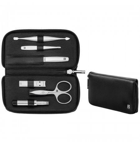 Zwilling Twinox Travel Set - Black Leather Case, 6 Pieces - Black