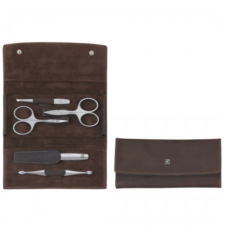 Zwilling Twinox Travel Set - Brown 5-piece leather case - Brown