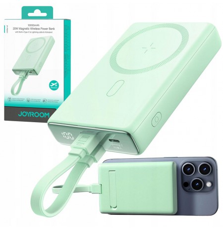 Powerbank Joyroom JR-PBM01 10000mAh 20W 1x USB-C 2x Lightning green + cable
