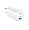 Gembird TA-UC-PDQC65-01-W 3-port 65 W GaN USB PowerDelivery fast charger, white
