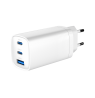 Gembird TA-UC-PDQC65-01-W 3-port 65 W GaN USB PowerDelivery fast charger, white