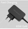 Qoltec 52386 GaN POWER PRO charger | 1xUSB-C | 65W | 5-20V | 3-3.25A | Black