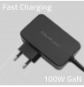Qoltec 52388 GaN POWER PRO charger | 1xUSB-C | 100W | 5-20V | 3-5A | Black