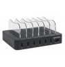 Manhattan Charging Station, 6x USB-A Ports, Outputs: 6x 2.4A, Smart IC, LED Indicator Lights, Black, Three Year Warranty, Box