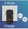 Qoltec 52381 Super Quick PD charger | 1xUSB-C | 1xUSB| 90W | 5-20V | 2.4-4.35A | Black