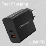 Qoltec 52381 Super Quick PD charger | 1xUSB-C | 1xUSB| 90W | 5-20V | 2.4-4.35A | Black