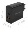 Qoltec 52381 Super Quick PD charger | 1xUSB-C | 1xUSB| 90W | 5-20V | 2.4-4.35A | Black