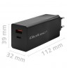 Qoltec 52382 GaN POWER PRO charger | 1xUSB type C | 1xUSB A | 100W | 5-20V | 1.5-5A | PD | Black