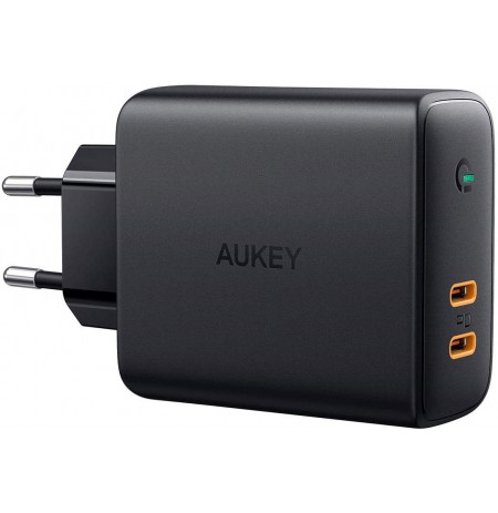 AUKEY PA-D5 GaN mobile device charger Black 2xUSB C Power Delivery 3.0 63W 6A Dynamic Detect