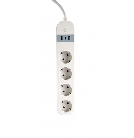 Gembird TSL-PS-S4U-01-W Smart power strip 4 AC outlet(s) Type E 1.5 m 3 3880 W White