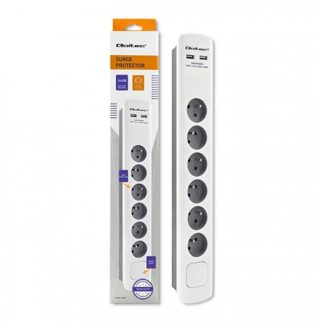 Qoltec 50294 surge protector White-grey 6 AC outlet(s) 230 V 1.8 m