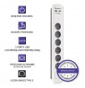 Qoltec 50294 surge protector White-grey 6 AC outlet(s) 230 V 1.8 m