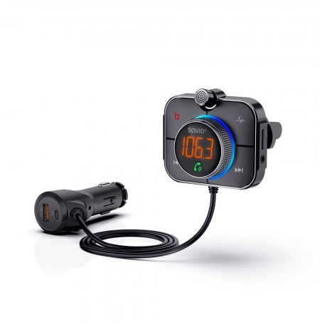 SAVIO FM transmitter, Bluetooth 5.0, QC/PD 3.0 charger, ENC, AUX OUT, Micro SD, TR-14, black