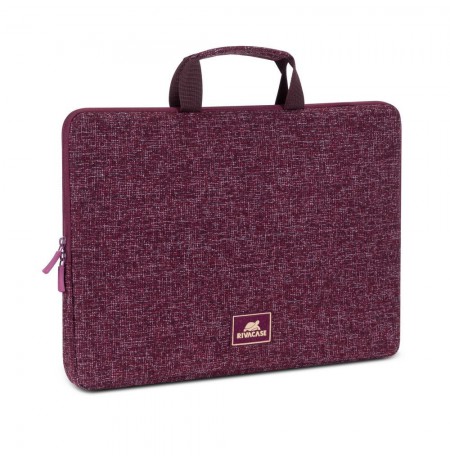 RIVACASE Anvik 13.3" laptop sleeve, red/maroon, with handle, waterproof material, plush interior, back pocket for smartphone, bu