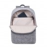 RIVACASE Anvik 15.6" laptop backpack, 15L, gray, waterproof fabric, pockets for 10.5" tablet, smartphone, documents, accessories