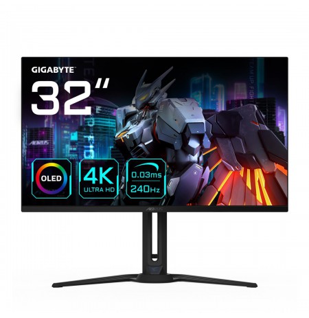 GIGABYTE AORUS FO32U2 32” OLED Gaming Monitor - 3840 x 2160(UHD), 240Hz, 0.03ms, KVM, 250 cd/m2, FreeSync Premium Pro, Display