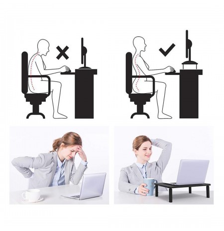 Maclean MC-946 Monitor Laptop Stand 13" - 32" 3-Level Height Adjustment with Drawer up to 20kg Sturdy Vented