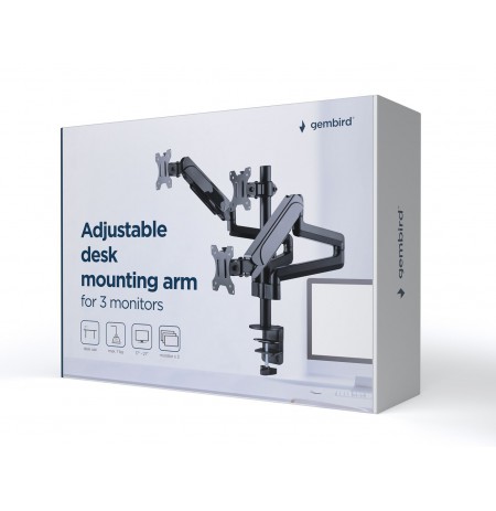 Gembird MA-DA3-01 Desk mounted adjustable mounting arm for 3 monitors (full-motion), 17”-27”, up to 7 kg