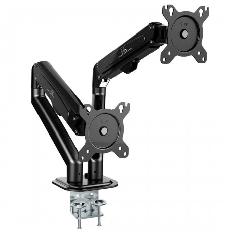 Maclean 2 monitor mount, gas spring, 13"-27", 7kg, black, MC-861N