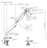 Maclean monitor mount, computer screen holder, double arm, with gas spring, 17"-45", 16 kg, MC-969