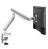 Ergo Office ER-751 Monitor Desk Mount Gas Spring 9kg Adjustable VESA 75x75 100x100 17" - 32" White Silver Clamp Mount Single Arm