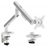 Ergo Office ER-751 Monitor Desk Mount Gas Spring 9kg Adjustable VESA 75x75 100x100 17" - 32" White Silver Clamp Mount Single Arm
