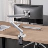 Ergo Office ER-751 Monitor Desk Mount Gas Spring 9kg Adjustable VESA 75x75 100x100 17" - 32" White Silver Clamp Mount Single Arm