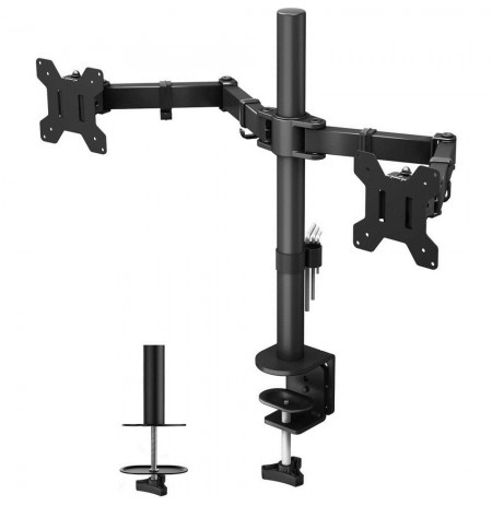 Techly ICA-LCD 382-D monitor mount / stand 68.6 cm (27") Clamp Black