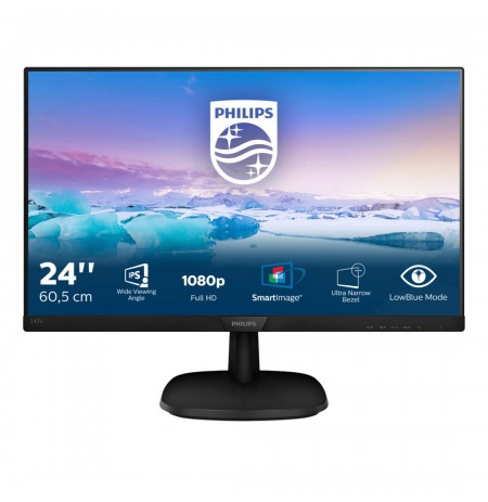 Monitor Philips 243V7QJABF/00 (23,8", IPS/PLS, FullHD 1920x1080, DisplayPort, HDMI, VGA, black color)