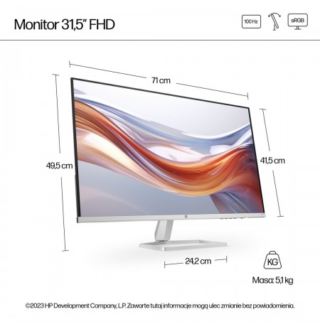 MONITOR HP LED VA 31,5” 532sf (94F50E9) 100Hz