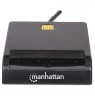 Manhattan USB-A Contact Smart Card Reader, 12 Mbps, Friction type compatible, External, Windows or Mac, Cable 105cm, Black, Blis