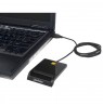 Manhattan USB-A Contact Smart Card Reader, 12 Mbps, Friction type compatible, External, Windows or Mac, Cable 105cm, Black, Blis