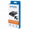 Manhattan USB-A Contact Smart Card Reader, 12 Mbps, Friction type compatible, External, Windows or Mac, Cable 105cm, Black, Blis