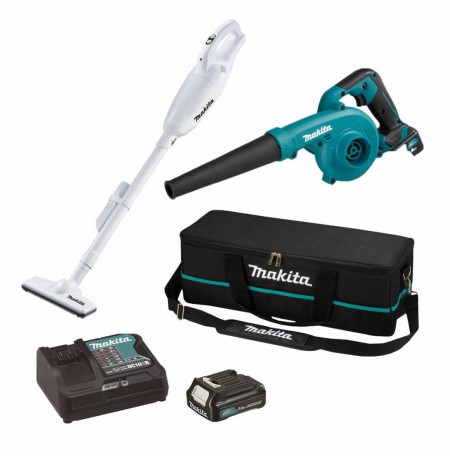 MAKITA. BLOWER 12V CXT UB100D + CL108FD VACUUM CLEANER 1x2.0Ah + BAG ...