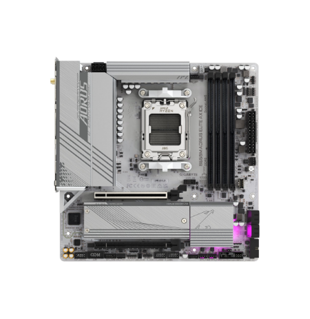 Gigabyte | B650M A ELITE AX ICE | Processor family AMD | Processor socket AM5 | DDR5 | Supported hard disk drive interfaces SATA
