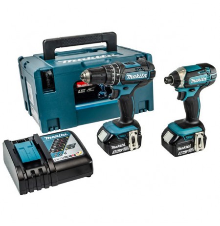 Makita Set DLX2131TJ 18V 2x 5.0 Ah Li-Ion Combi Drill DHP482 + DTD152