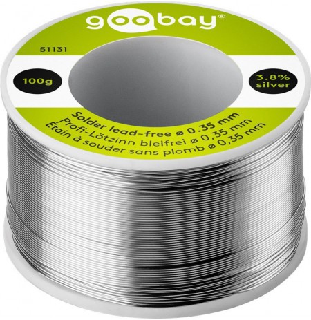 Lead-free solder tin, 0.35 mm cross-section, 100 g roll