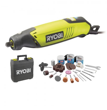 114723 Ryobi 150W Straight Grinder with 115 Pack Accessories