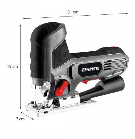 Jigsaw 600W, stroke count 800-3000 min-1, with body handle