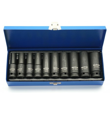 ADLER LONG SOCKET SET 1/2" 10pcs. METAL CASE