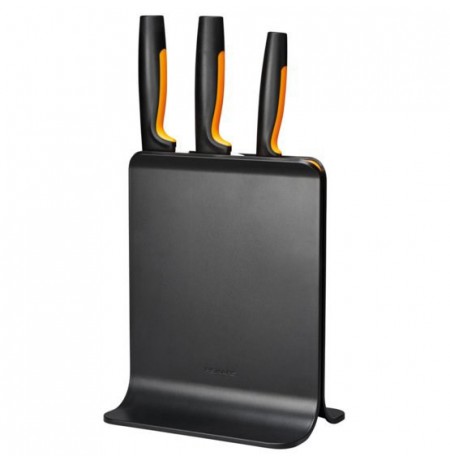 FISKARS SET OF 3 KNIVES IN A BLOCK BLACK FUNCTIONAL FORM