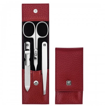Zwilling Classic Inox Travel Set - Leather Case, 3 Pieces - Red