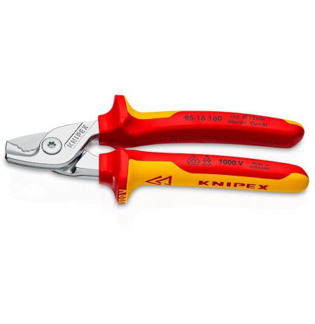 Knipex 95 16 160 power cable cutter/crimper Red, Stainless steel, Yellow