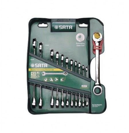 SATA DOUBLE RATCHET COMBINATION WRENCHES SET OF 12 pcs.