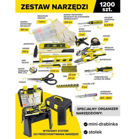 UNIVERSAL SET 1200pcs. 1/4" 6-ANGLE.  /WMC