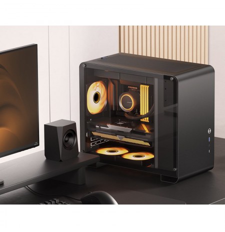Jonsbo U4 Mini Micro-ATX Case, Tempered Glass - Black