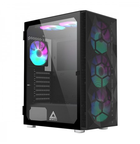 Montech X3 Mesh Midi-Tower, RGB, Tempered Glass - black