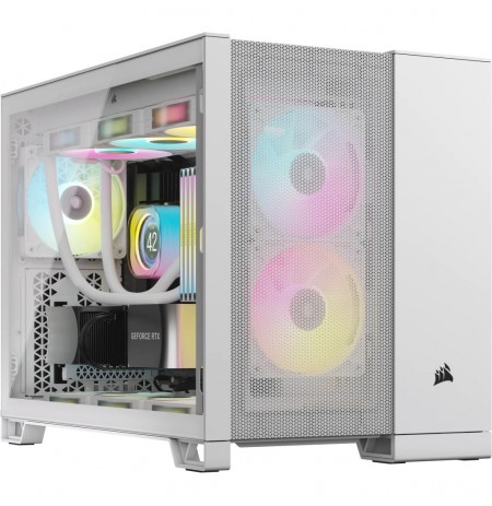 Corsair 2500D Airflow Micro-ATX Case, Tempered Glass - White