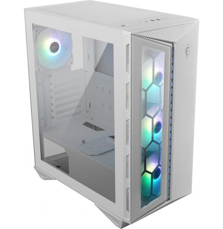 MSI MPG GUNGNIR 110R WHITE Mid Tower Gaming Computer Case 'White, 4x 120mm ARGB Fan, 1 to 6 ARGB Control board, USB Type-C, Temp
